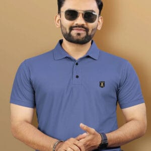 Men Solid Polo Neck Polyester Yellow T-Shirt