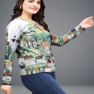 Women Printed Round Neck Polyester Grey T-Shirt