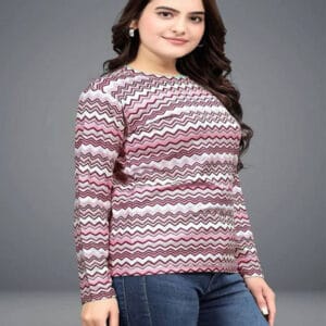 Women Printed Round Neck Polyester Red T-Shirt